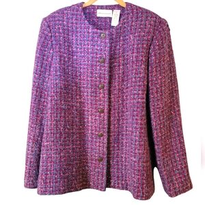 Alfred Dunner Purple Knitted Lightweight Blazer Size 14